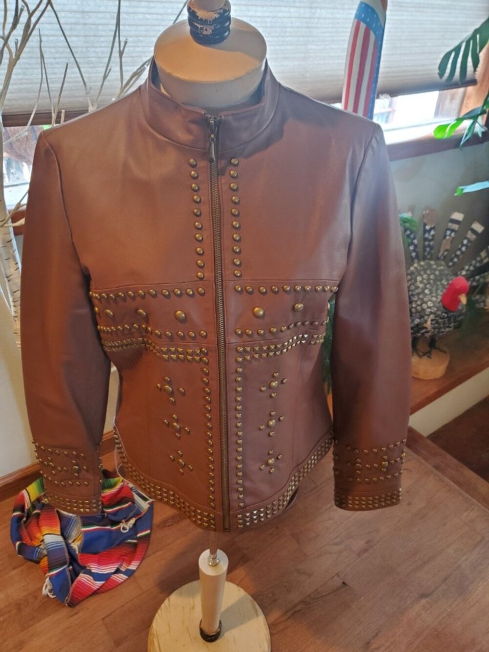 Vintage western, studded leather jacket